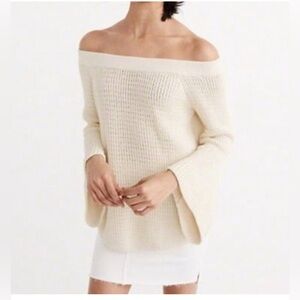 Abercrombie & Fitch Cream Off-the-Shoulder Sweater
